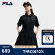 FILA 斐樂(lè )官方女子梭織連衣裙2025夏季新款時(shí)尚涼感防曬收腰裙子 正黑色-BK M 165/84A/M