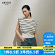 艾諾絲雅詩【商場(chǎng)同款】2025夏季新品松弛感條紋撞色無袖針織衫上衣40438130 黑白條 M