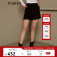 PORTS寶姿 新品女裝甜美百搭波浪邊休閑短褲SN9P026CWF002 黑色 M (6)