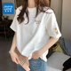 真維斯（JEANSWEST）純棉短袖女夏季2025新款休閑百搭半袖體恤衫女士潮流t恤女上衣服 白色 帶帽小熊_K-帶帽小熊袖_K XL