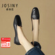 JOSINY卓詩尼法式軟羊皮平底樂福鞋2025春秋新款方頭顯瘦單鞋女 黑色 38