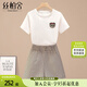 絲柏舍設(shè)計感套裝2025夏裝新款女裝圓領(lǐng)釘鉆T恤搭短褲兩件套