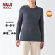 無印良品（MUJI） 女式 棉 厚款 長袖T恤 純棉全棉 FCD70C2A 打底衫 打底衣 家居服 深灰色 S