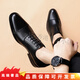 TOP GLORIAbilide皮鞋男新款尖頭皮鞋英倫風(fēng)系帶牛津鞋三接頭商務(wù)正裝皮鞋男 黑色 頭層牛皮(硬底) 38