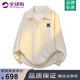 CUOARCHL美式潮牌V領(lǐng)衛(wèi)衣男女款秋冬季休閑寬松假兩件套頭上衣情侶POLO衫 2232杏色（NE01） XL （推薦體重145-165斤）