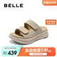 百麗質(zhì)感勃肯鞋女25夏新商場(chǎng)同款外穿拖鞋D9J1DBT5 杏色 36