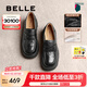 百麗（Belle）七夕禮物歡樂奏jk樂福鞋25春新商場款真皮百搭休閑鞋D2P1DAA5 黑色 37 (235mm)