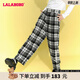 LALABOBO經(jīng)典格子闊腿褲女高腰顯瘦重工釘珠寬松顯瘦休閑褲子L21D-WXZC48 黑色 S 160