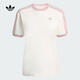 阿迪達(dá)斯 （adidas）女子時尚運動風(fēng)褶邊三葉草舒適經(jīng)典柔軟短袖T恤 KC8821 M