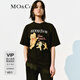 MO&Co.夏季卡通圖案泰迪熊印花寬松T恤MBA2TEET16 摩安珂moco 黑色 M