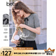 百圖betu女裝2025春夏新款毛針織衫蝴蝶結(jié)綁帶短袖針織衫女2502T06 灰色 S