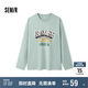 森馬長袖T恤男秋季學(xué)院風(fēng)情侶裝復(fù)古印花107624101201