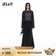 DZZIT地素長袖T恤2025春季新款雙色水洗印花簡約上衣女3J1B5191A 黑色 S
