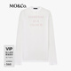 MO&Co.輕薄T恤2025夏新品沙爽棉質(zhì)個性印花寬松長袖圓領(lǐng)落肩MBE2TEE028 本白色 S /160