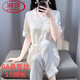 浪莎（LangSha）水光綢波點(diǎn)真絲綢睡衣女夏季薄短袖長(cháng)褲套裝新款冰·絲白色家居服 白色波點(diǎn) 2XL