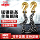 力虎王雙頭抓鉤起重鏈條索具叉車行車卸貨鏈條吊鉤鋼筋捆綁羊角勾鏈吊具 2噸6米雙鉤  (8mm錳鋼鏈條)