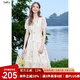 百圖betu女裝2025夏季新款短袖連衣裙重工刺繡文藝連衣裙裙子2507T67 杏色 L