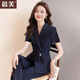 晨芙時(shí)尚西裝套裝女夏薄款酒店前臺工裝美容院珠寶店職業(yè)裝氣質(zhì)工作服 藏青色西裝+九分褲 M 建議90-100斤