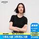 艾諾絲雅詩(shī)【商場(chǎng)同款】春秋新品通勤百搭極簡(jiǎn)棉質(zhì)短袖女純色T恤30716103 黑色 S
