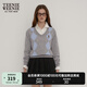 Teenie Weenie小熊女裝簡(jiǎn)約時(shí)尚秋休閑通勤V領(lǐng)學(xué)院菱形格毛衣針織衫 中灰色 M 165