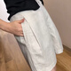 瀅筎悠天絲亞麻闊腿短褲女夏2025新款薄款高腰外穿棉麻休閑A字五分褲子 米白色 均碼 29/XL[116-125斤]