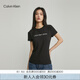 Calvin Klein Jeans夏季女士通勤經(jīng)典ck字母印花舒適微彈圓領(lǐng)短袖T恤J213892 BEH-太空黑 M