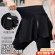 津炳勝運動(dòng)短裙女薄款假兩件瑜伽褲跑步防走光高腰顯瘦健身褲羽毛球裙褲 黑色假兩件【吸濕速干  |  高彈微壓】 均碼 【建議80-110斤】