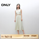 ONLY2025夏季新款肌理感復古U型領無袖中長款連衣裙女|125207047 A61青瓷灰綠色 M