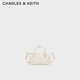 CHARLES&KEITH繩結手提斜挎小方包餃子包生日禮物送女友CK2-30271635 Cream奶白色 S