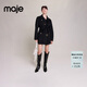 Maje【博主同款】女裝時(shí)尚系帶收腰黑色西裝毛呢外套MFPOU01097 黑色 T36