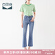 古田森牛仔褲女夏季休閑顯瘦小個子九分褲百搭微喇褲女3S3061 藍(lán)色 26