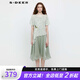 S.DEER圣迪奧女潮流時(shí)尚裝田園風(fēng)圓領(lǐng)碎花泡泡袖吊帶裙套裝S24261402 淺青/46 S 160