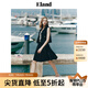 ELAND衣戀中長款半身裙女通勤度假高腰百褶半裙2024夏季新款 藏青色(59)Navy M 165