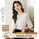 尚都比拉時(shí)尚洋氣圓領(lǐng)七分袖雪紡衫女秋高級(jí)少女感氣質(zhì)通勤上衣 白色 M