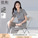 香影運(yùn)動(dòng)風(fēng)休閑套裝女2025夏季新款灰色polo衫短袖闊腿衛(wèi)褲兩件套 淺灰 M 160/84A/95-110斤