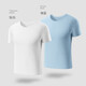 必行（bisual）男士T恤短袖圓領(lǐng)背心無(wú)痕內衣純棉打底衫修身短袖內衣運動(dòng)汗衫男 短袖（白色+海藍） 3XL （適合160-190斤）