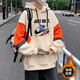 品牌聯(lián)名史迪奇連帽衛衣男秋冬加絨加厚新款潮牌寬松港風(fēng)衣服外套 卡其色【加絨款】 3XL 【170-190斤】