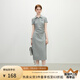范思藍(lán)恩天才少女學(xué)院風(fēng)polo連衣裙女2025夏新款長(zhǎng)款收腰裙子2179 花灰色 M