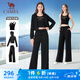 駱駝（CAMEL）連帽三件套女闊腿瑜伽運動休閑套裝 Y24CA4L0634 幻影黑 M