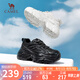 駱駝（CAMEL）老爹鞋女網(wǎng)布皮面拼接雙系帶厚底休閑鞋 L23S703108W 黑色透網(wǎng) 37