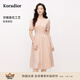 珂萊蒂爾【玫瑰裙】2025夏季新款優(yōu)雅蕾絲花紋短袖連衣裙女修身裙 淡橙紅 M