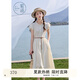 紫涵（ZIHAN）紫涵木耳邊圓領(lǐng)小飛袖連衣裙女2025夏季新款法式浪漫收腰顯瘦長(zhǎng)裙 米杏色 M