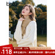 百圖betu女裝冬季新款毛衣圓領(lǐng)大身麻花織法百搭毛衫女2411X14 米白 S