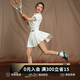 Monster Guardians運(yùn)動(dòng)網(wǎng)球裙女 復(fù)古撞色學(xué)院風(fēng)百褶短裙戶外休閑顯瘦半身裙 白色 S