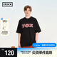 英克斯（inxx）撞色仿膠帶印花T恤寬松圓領(lǐng)短袖上衣男女同款XRF2010828 黑色 XL
