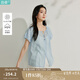 茵曼（INMAN）【苧麻】清麻系列炒色襯衫t恤女裝2025夏季新款短袖上衣 淺藍色-18525342 S
