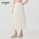 深呼吸DEEP BREATH女裝新款松緊腰蛋糕層半身紗裙仙氣長(cháng)裙A200386 米白 L (4)