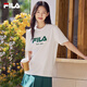 FILA 斐樂官方男女同款針織T恤2025年夏季純棉寬松休閑情侶短袖t恤