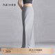 納薇（naivee）春夏季氣質(zhì)垂感修身通勤魚(yú)尾半身裙女優(yōu)雅包臀長(zhǎng)款流光半裙設(shè)計(jì)感 淺灰（及地款） M