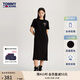 TOMMY JEANS【休閑舒適】夏季女裝純棉簽字印花圓領(lǐng)T恤長裙連衣裙19231 黑色BDS S （推薦：95-110斤）